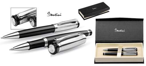 Set de stylo à bille métallique et stylo roller dans boîte cadeau ORLANDO 13513