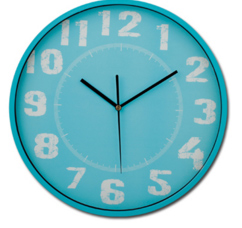 Horloge murale en plastique fond bleu clair 44041 DESCHI
