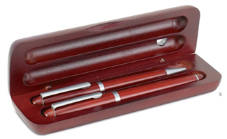 Set luxueux bois de rose: stylo bille et plume dans boîte en bois SEJOUR KC4015